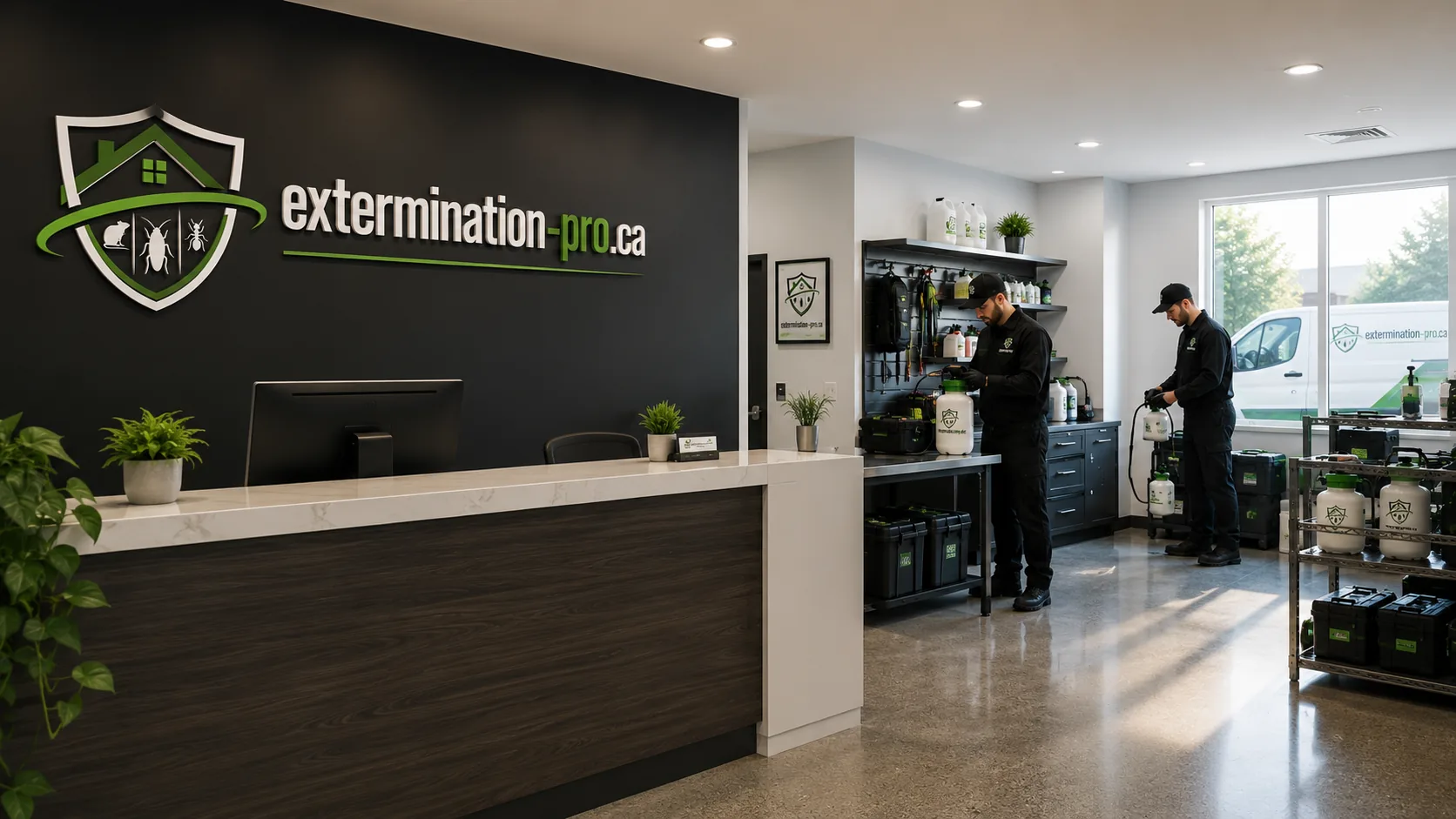 Comptoir d'accueil d'une entreprise d'extermination